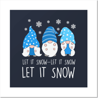 Blue and White Let It Snow Gnomes Posters and Art